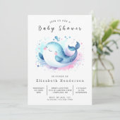 Ocean Editable Whale Baby shower Kaart (Staand voorkant)