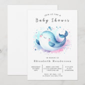 Ocean Editable Whale Baby shower Kaart (Voorkant / Achterkant)