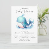 Ocean Editable Whale Baby shower Kaart (Staand voorkant)