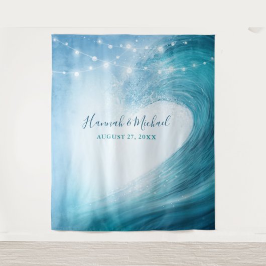 Ocean Elegant Beach Wedding Backdrop Tapestries Wandkleed (Voorkant)