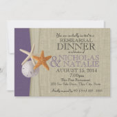 Ocean en Burlap Paarse repetitie diner Kaart (Voorkant)