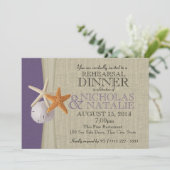 Ocean en Burlap Paarse repetitie diner Kaart (Staand voorkant)