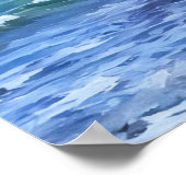 Ocean en Rock Mountain Waterverf stijl kunst Poster (Hoek)