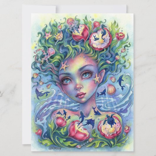 Ocean Eyes Mermaid Fantasy Girl Zee Art Kaarten (Voorkant)