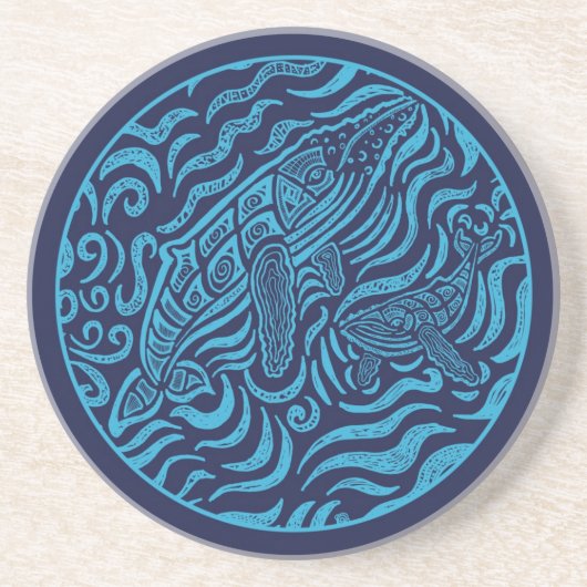 Ocean Family Humpback Whales Zandsteen Onderzetter (Voorkant)