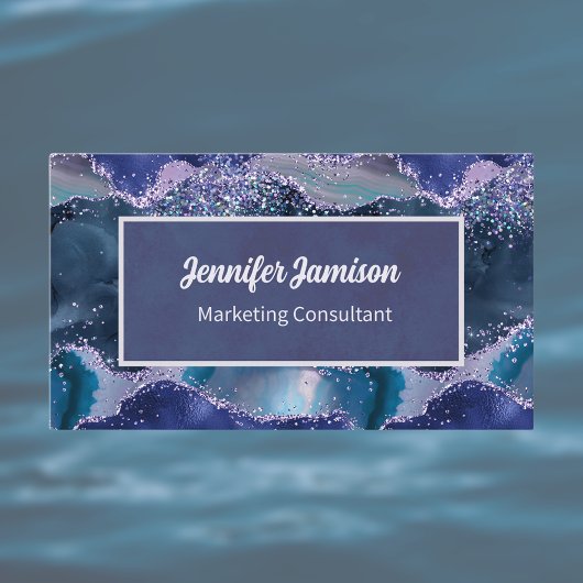 Ocean Faux Glitter Paarse Blauwe Lavendel Elegant Visitekaartje