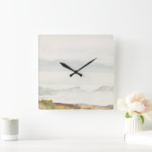 Ocean Fine Art Waterverf Landscape Light Grey Vierkante Klok (Huis)