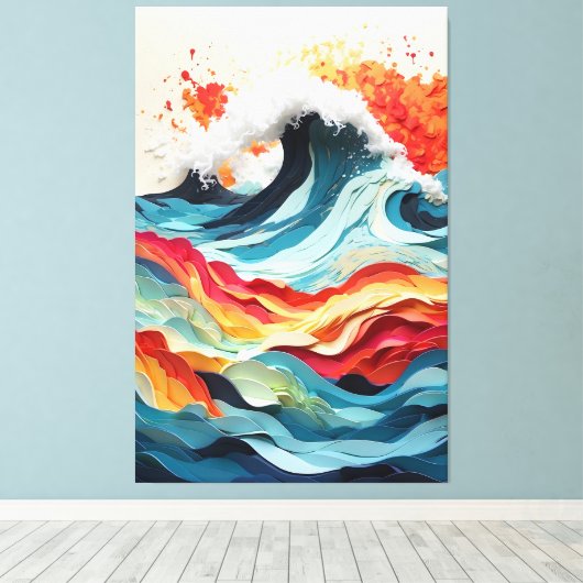 Ocean Fire Dance Canvas Afdruk (Insitu (Houten vloer))