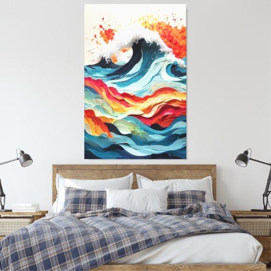 Ocean Fire Dance Canvas Afdruk (Insitu (Slaapkamer))
