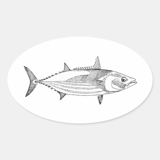 Ocean Fish Art - Gestreepte tonijn Ovale Sticker (Voorkant)