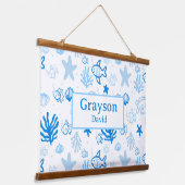 Ocean Fish Custom Naam Kwekerij Jongens Room Art Hangend Wandkleed (Gebogen)