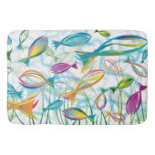 Ocean Fish Swimming Blue Modern Illustratie Badmat (Voorkant)