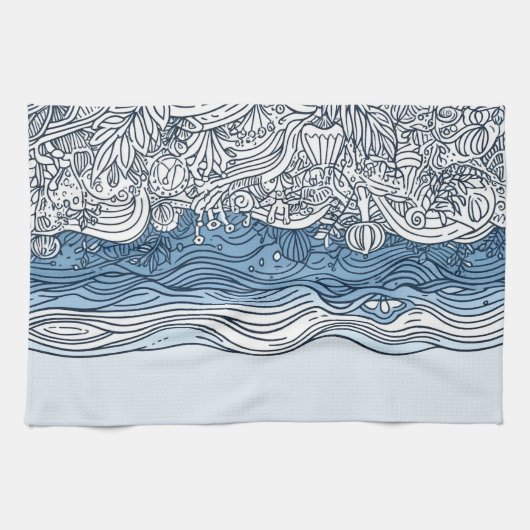 Ocean Floor - Abstracte keukenhanddoek (Horizontaal)