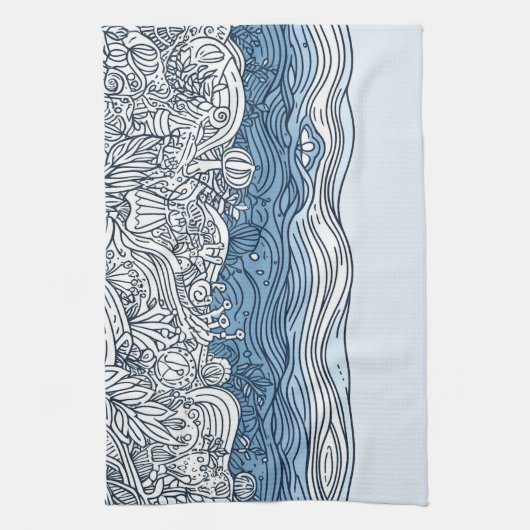 Ocean Floor - Abstracte keukenhanddoek (Verticaal)