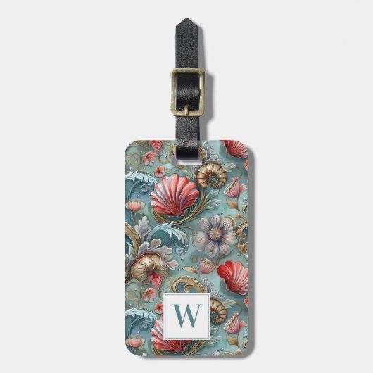 Ocean Floral Bagagelabel (Voorkant verticaal)