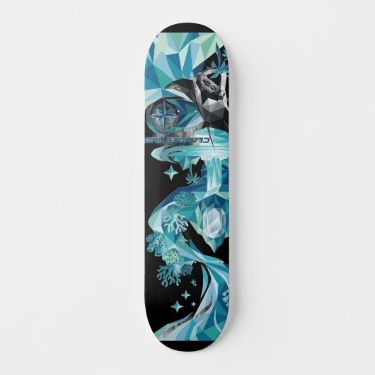 “Ocean Flow – Manta Ray Skateboard Deck” (Voorkant)