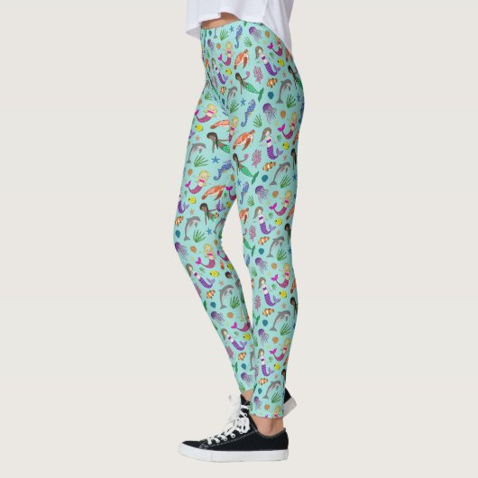 Ocean Friends | Aangepaste achtergrondkleur Leggings (Links)