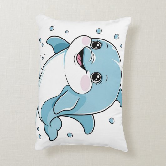 Ocean Friends Cute Sea Creatures Dolphin  Accent Kussen (Achterkant (Verticaal))