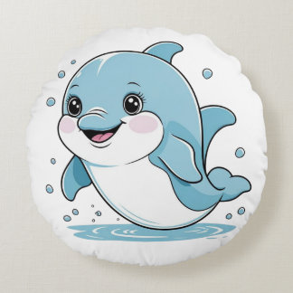Ocean Friends Cute Sea Creatures Dolphin  Rond Kussen