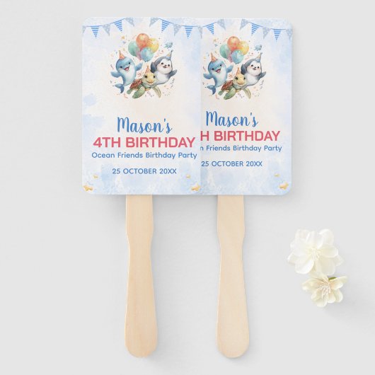 Ocean Friends Verjaardag Set van Fans Handwaaier (Voorkant en achterkant)