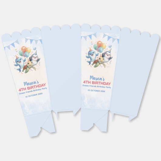 Ocean Friends Verjaardagsgunstbox Bedankdoosjes (Ongevouwen)