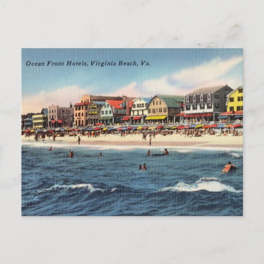 , Ocean Front Hotels, Virginia Beach, Va Briefkaart (Voorkant)