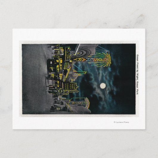 Ocean Front in Night, Ocean Park Briefkaart (Voorkant)