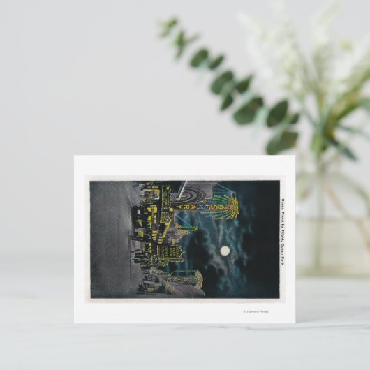 Ocean Front in Night, Ocean Park Briefkaart (Staand voorkant)