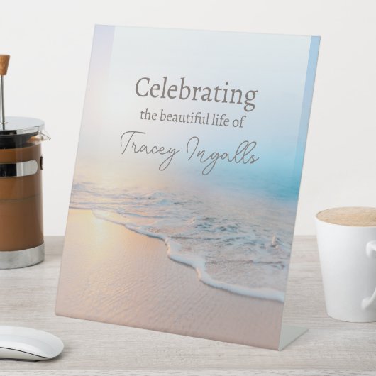 Ocean Funeral Celebration of Life Reclamebord Met Voetstuk (Insitu)