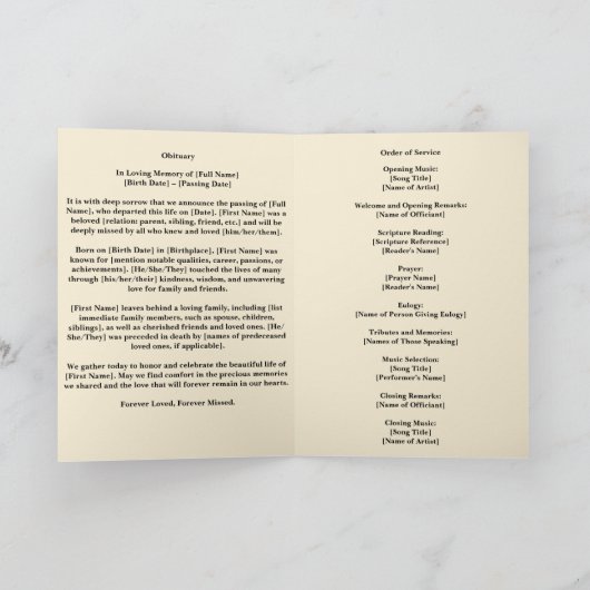 Ocean Funeral Memorial overlijdensbericht gevouwen Programma (Binnen)