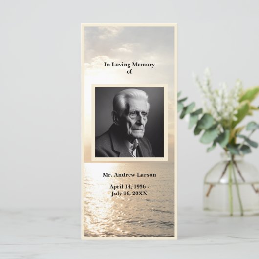 Ocean Funeral Memorial Service Bladwijzer Kaart (Staand voorkant)