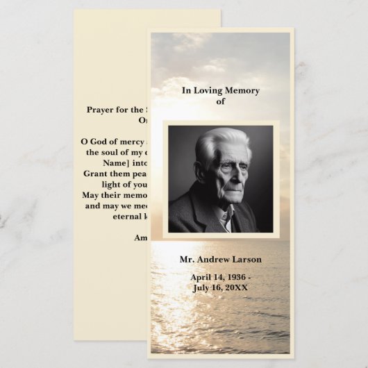 Ocean Funeral Memorial Service Bladwijzer Kaart (Voorkant / Achterkant)