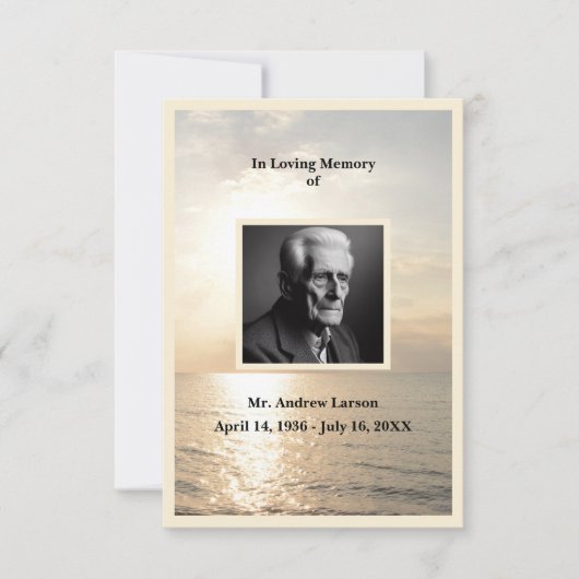 Ocean Funeral Memorial van familie bedankkaart (Voorkant)