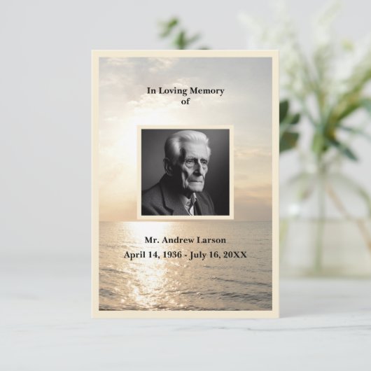 Ocean Funeral Memorial van familie bedankkaart (Staand voorkant)