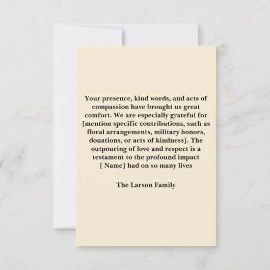 Ocean Funeral Memorial van familie bedankkaart (Achterkant)