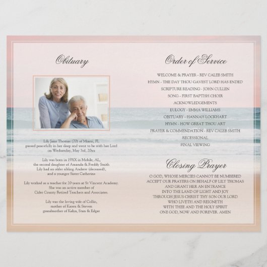 Ocean Funeral Programme | In het liefdevol geheuge Flyer (Achterkant)