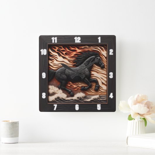 Ocean Gallop Time: Equine Wave Clock Vierkante Klok (Huis)
