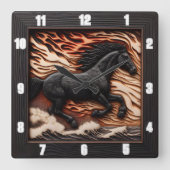 Ocean Gallop Time: Equine Wave Clock Vierkante Klok (Voorkant)