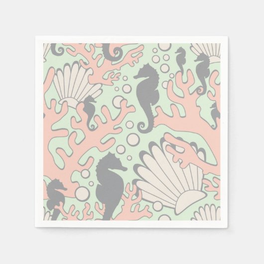 Ocean Garden Pastel Cocktail Napkins Servetten (Voorkant)