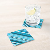 Ocean-Geïnspireerd blauw/Blauwgroen/Aqua Stripes Kartonnen Onderzetters (Insitu)