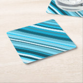 Ocean-Geïnspireerd blauw/Blauwgroen/Aqua Stripes Kartonnen Onderzetters (Schuin)