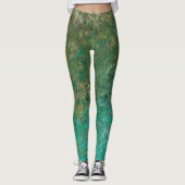 Ocean Geïnspireerde alcohol Ink Abstract Leggings (Voorkant)