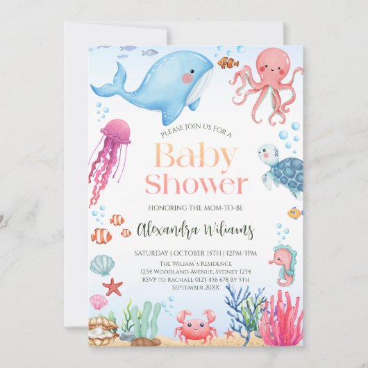 Ocean Gender Neutral Baby shower Kaart (Voorkant)