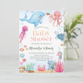 Ocean Gender Neutral Baby shower Kaart (Staand voorkant)