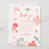 Ocean Girl Baby shower Bedankkaart (Voorkant)