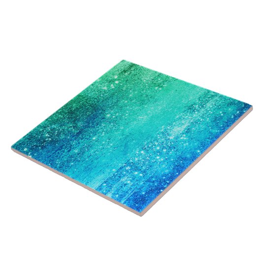 Ocean glam nr2 gradiënt blauw-groen tegeltje (Zijkant)