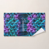 Ocean Glam Turquoise Paarse Zeemeermin Faux Glitte Bad Handdoek (Handdoek)