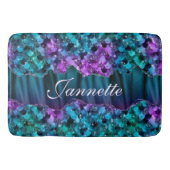 Ocean Glam Turquoise Paarse Zeemeermin Faux Glitte Badmat (Voorkant)