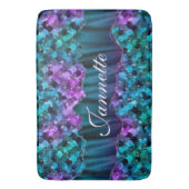 Ocean Glam Turquoise Paarse Zeemeermin Faux Glitte Badmat (Voorkant Verticaal)