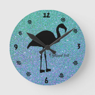Ocean Glitter Flamingo Silhouette Wall klok